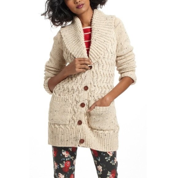 Isabella Sinclair Sweaters - Isabella Sinclair Farfar Cable Knit Button Up Cardigan Sweater Beige Size Large
